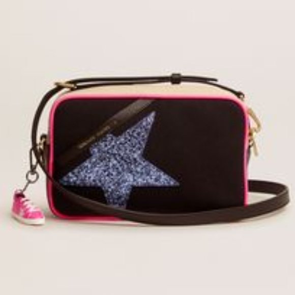 Golden Goose Handbags - Golden Goose  NWT Star Bag Black Canvas White Leather and Purple Glitter Star
